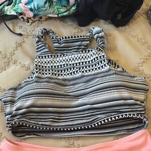 High neck Aztec swim top
